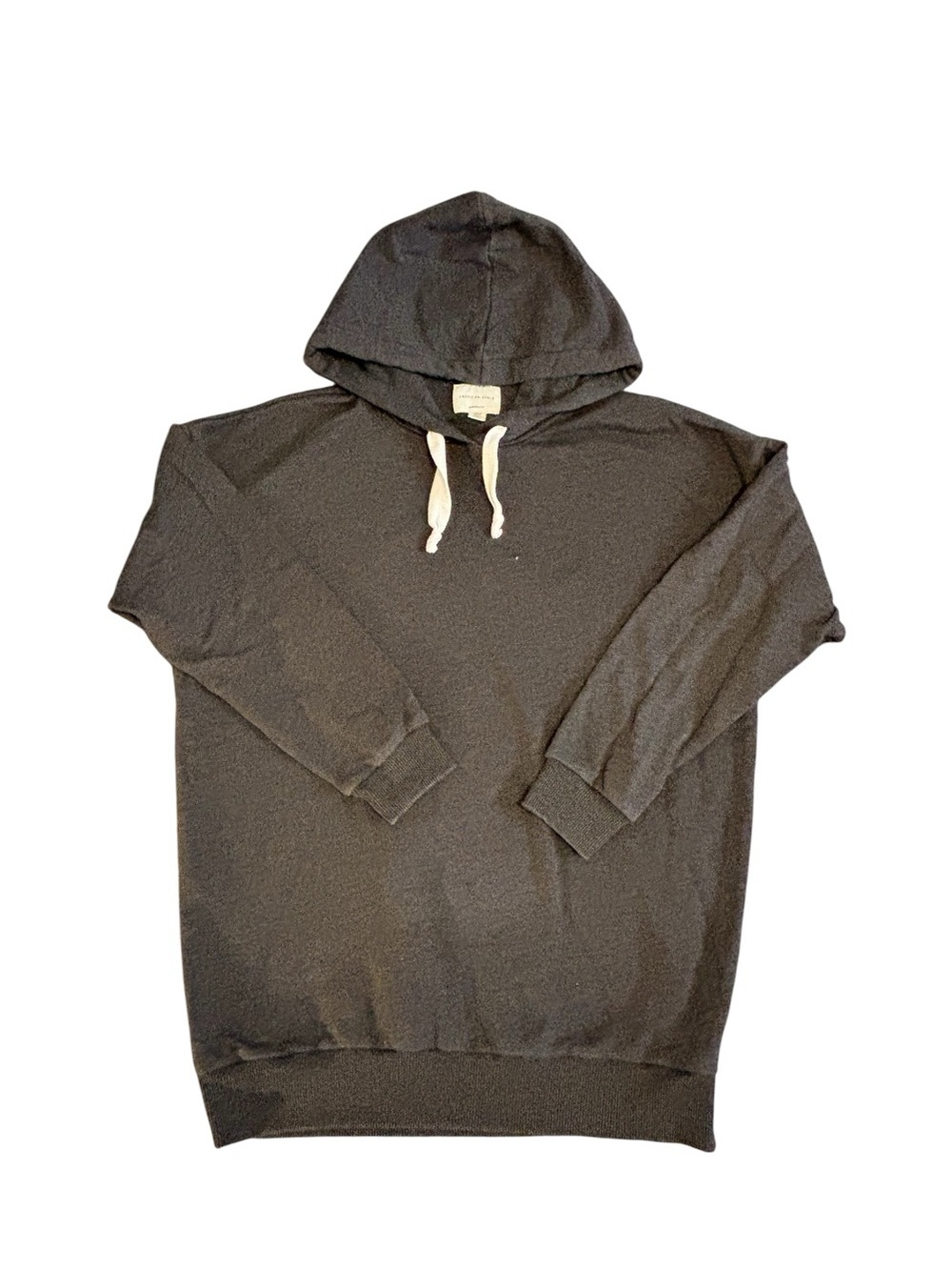 American Eagle Outfitters Black Hooded Sweatshirt with Contrast Drawstrings
